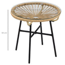 Outsunny Rattan Side Table w/ Tempered Glass Tabletop, Black