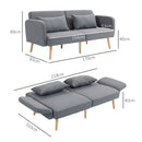 HOMCOM Convertible Sofa Bed Settee with Cushions, Adjustable Backrest, Grey