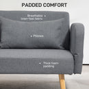 HOMCOM Convertible Sofa Bed Settee with Cushions, Adjustable Backrest, Grey