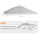 Outsunny 3 x 4m Gazebo Canopy Replacement Gazebo Roof Cover, Light Grey