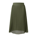 Casual High-Waisted A-Line Pleated Skirt - Green
