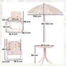 AIYAPLAY Kids Garden Table and Chair Set, Outdoor Patio Set w/ Parasol, Pink