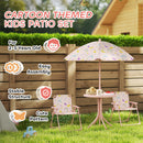 AIYAPLAY Kids Garden Table and Chair Set, Outdoor Patio Set w/ Parasol, Pink
