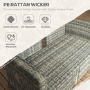 Outsunny 4 Piece Rattan Garden Furniture Set with Sofa, Glass Table, Light Grey