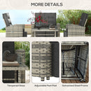 Outsunny 4 Piece Rattan Garden Furniture Set with Sofa, Glass Table, Light Grey