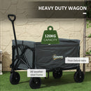 Outsunny 120L Folding Collapsible Wagon with Adjustable Handle, Grey