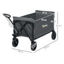 Outsunny 120L Folding Collapsible Wagon with Adjustable Handle, Grey