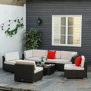 Outsunny Outdoor Rattan Furniture Sectional Sofa Set 7 Piece - Brown & Cream