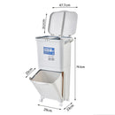 Livingandhome White Double-Layer Three-Compartment Trash Can with Wheels
