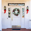 Livingandhome 32cm Snow Flocked Christmas Artificial Wreath with Classical Xmas Ornaments