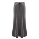 High-waisted A-Line Satin Skirt - Grey