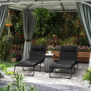 Outsunny Folding Sun Loungers Set of 2, Reclining Sun Bed, Light Grey