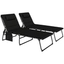 Outsunny Folding Sun Loungers Set of 2, Reclining Sun Bed, Light Grey