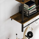 HOMCOM Wall Shelf Unit with 4 Hooks for Living Room