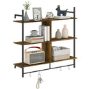 HOMCOM Wall Shelf Unit with 4 Hooks for Living Room