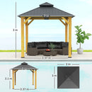 Outsunny 3x(3)M Double-Tier Hardtop Gazebo, Outdoor Patio Shelter, Grey
