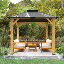 Outsunny 3x(3)M Double-Tier Hardtop Gazebo, Outdoor Patio Shelter, Grey