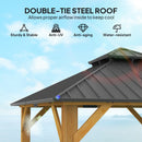 Outsunny 3x(3)M Double-Tier Hardtop Gazebo, Outdoor Patio Shelter, Grey