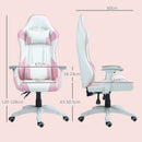 HOMCOM Gaming Chair for Adults Faux Leather Computer Chair w/ 3D Armrests Pink