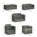 Outsunny 6 PCS Patio Rattan Sofa Set Conversation Furniture