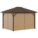 Outsunny Hardtop Gazebo with Curtains 3.6 x 3m - Brown