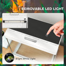 PawHut Glass Fish Tank with Filter System, LED Light, Water Pump, White