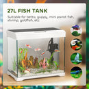PawHut Glass Fish Tank with Filter System, LED Light, Water Pump, White
