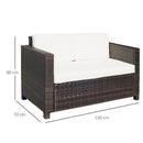 Outsunny Rattan Sofa 2 Seater - Brown