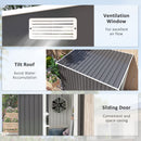 Outsunny 7 x 5FT Garden Shed w/ Foundation Lean to Metal Tool Shed Dark Grey