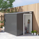 Outsunny 7 x 5FT Garden Shed w/ Foundation Lean to Metal Tool Shed Dark Grey
