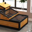 PawHut Wooden Tortoise House Indoor Outdoor w/ Balcony, Tray, Openable Roof
