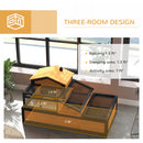 PawHut Wooden Tortoise House Indoor Outdoor w/ Balcony, Tray, Openable Roof