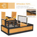 PawHut Wooden Tortoise House Indoor Outdoor w/ Balcony, Tray, Openable Roof