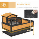 PawHut Wooden Tortoise House Indoor Outdoor w/ Balcony, Tray, Openable Roof