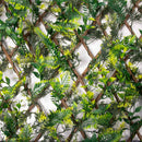Silver & Stone Expanding Willow Leaf Trellis with Artificial Leaves 2m x 1m