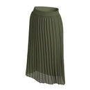 Casual High-Waisted A-Line Pleated Skirt - Green