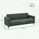 HOMCOM 3 Seater Sofa, Modern Fabric Couch with Channel Tufted