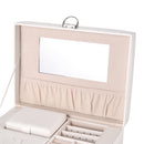 Sheonly Large Multi Tier Faux Leather Jewellery Storage Box with Handle