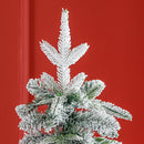 HOMCOM 6ft Flocked Pencil Christmas Tree with Auto Open, Steel Base