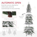 HOMCOM 6ft Flocked Pencil Christmas Tree with Auto Open, Steel Base