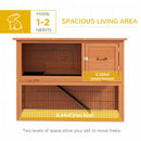 PawHut Wooden Rabbit Hutch, Antiseptic Outdoor, for 1-2 Rabbits - Orange