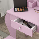 ZONEKIZ Kids Dressing Table, Cat Design w/ Mirror, Stool, Drawer, Storage Box