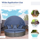 Outsunny Garden Daybed with Cushions - Grey with Blue Cushions