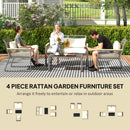 Outsunny 4 Seater Round Wicker Rope Garden Furniture Set with Cushions Grey