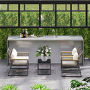 Outsunny 4 Seater Round Wicker Rope Garden Furniture Set with Cushions Grey