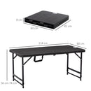 Outsunny Foldable Outdoor Dining Table for 4, Height Adjustable Steel Legs