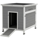 PawHut Wooden Duck House, Poultry Coop W/ Double Doors, Openable Roof, Grey