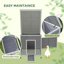 PawHut Wooden Duck House, Poultry Coop W/ Double Doors, Openable Roof, Grey
