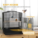 PawHut 59cm Large Bird Cage with Stand, Perches, Food Bowls, Swing, Black