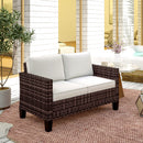 Outsunny Rattan Sofa with Cushions, 2 Seater Garden Furniture